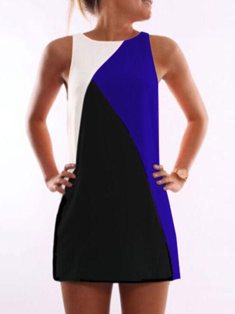 Women Color Contrasting Sleeveless Dress - LuckyFash™