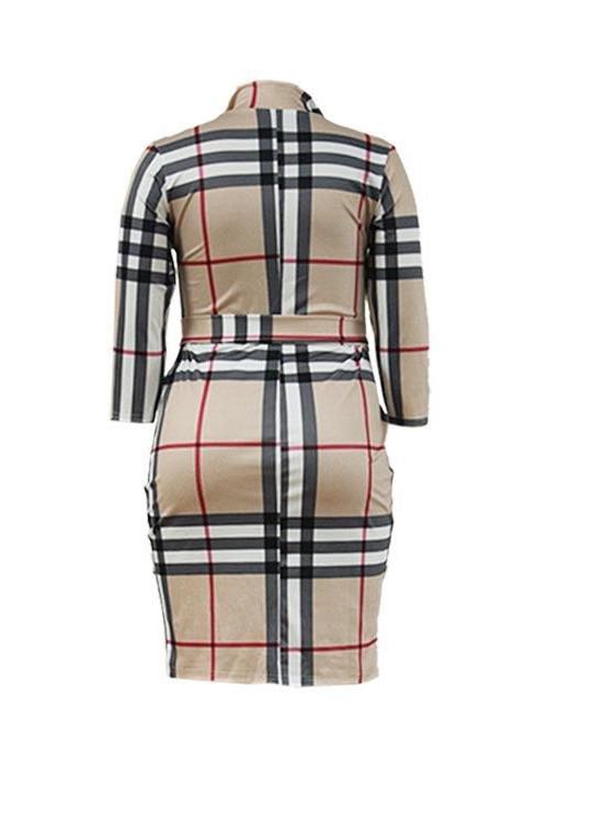 Women' Fall Slim Plaid Dress - LuckyFash™