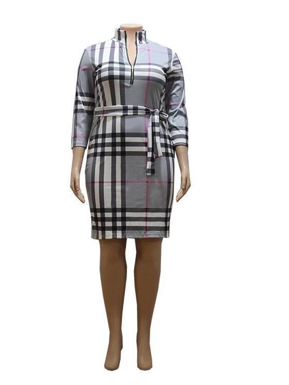 Women' Fall Slim Plaid Dress - LuckyFash™