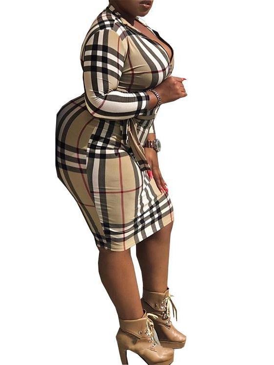 Women' Fall Slim Plaid Dress - LuckyFash™