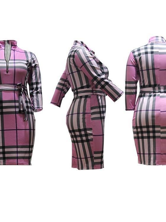Women' Fall Slim Plaid Dress - LuckyFash™