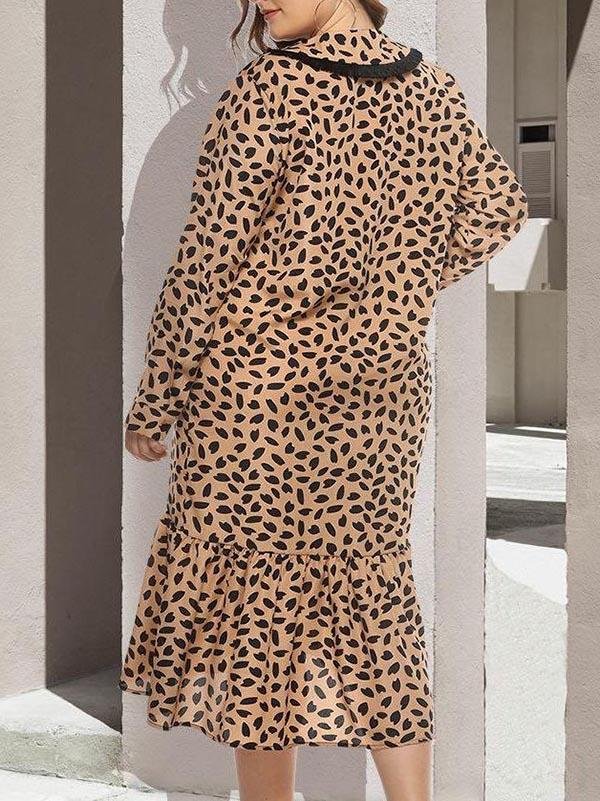 Women Fashion Mermaid Leopard Print Plus Size Dress - LuckyFash™