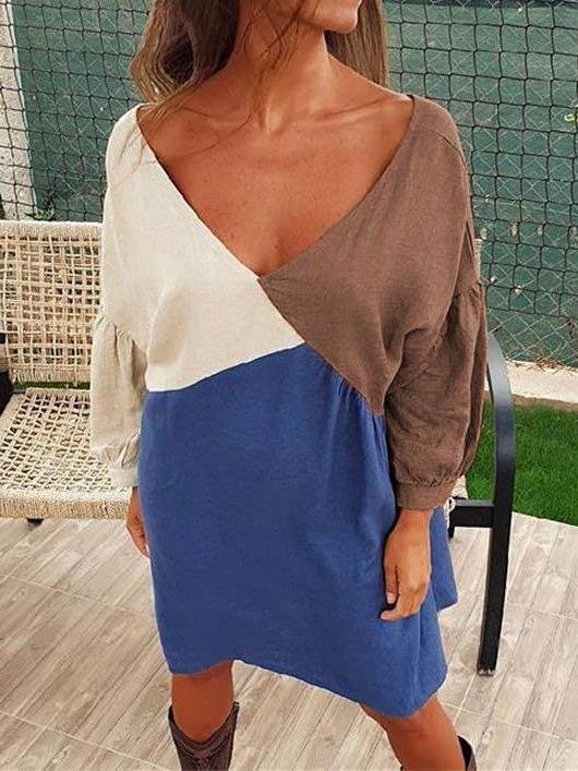 Women Loose Backless V-neck Aline Dress - LuckyFash™