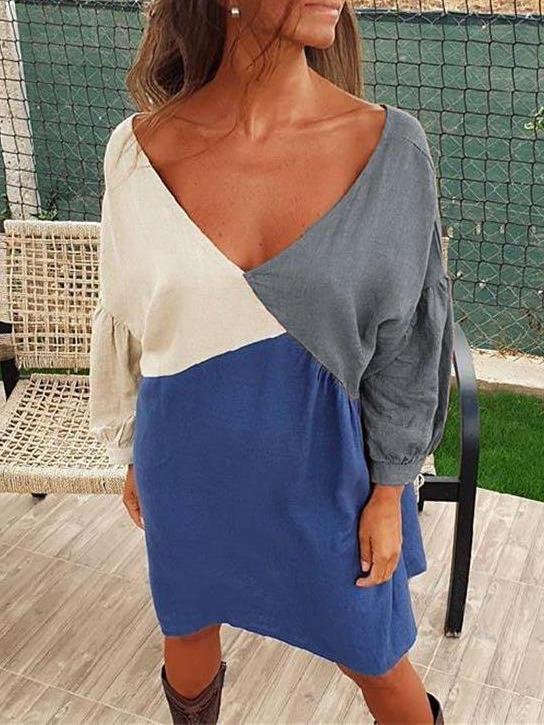 Women Loose Backless V-neck Aline Dress - LuckyFash™