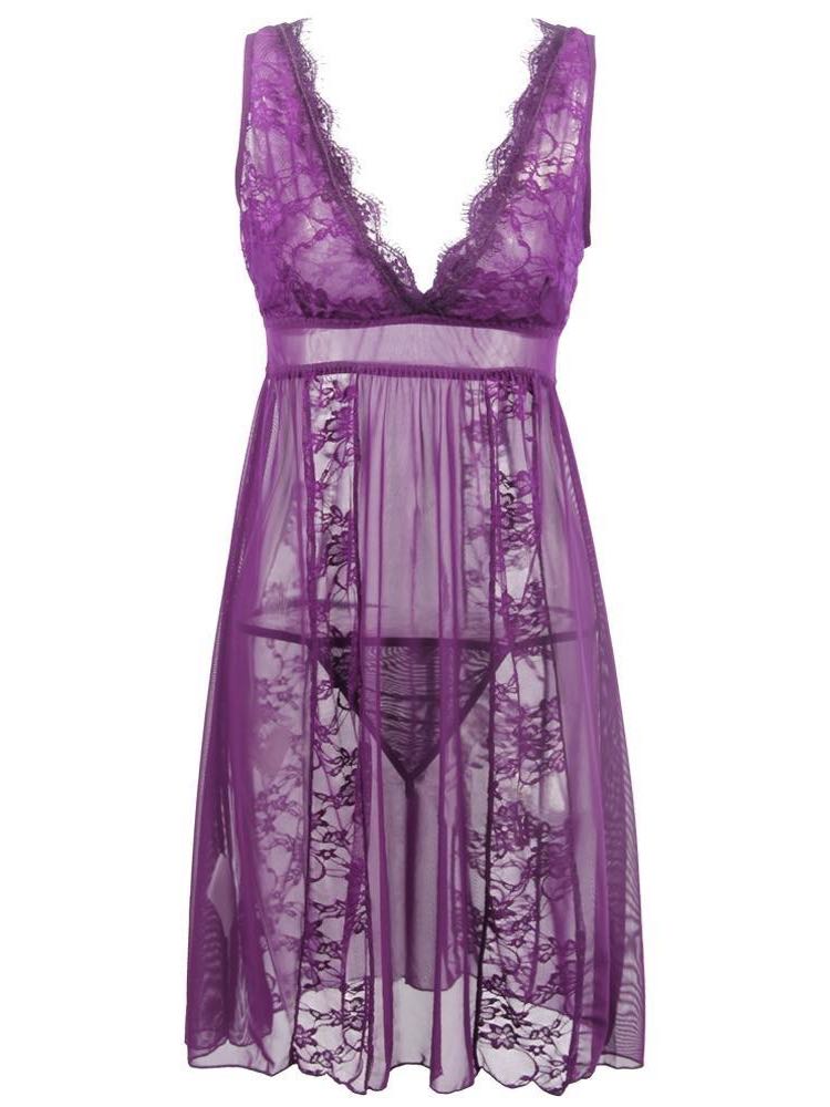 Women Transparent Lace Sling Nightdress - LuckyFash™