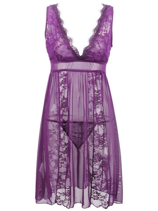 Women Transparent Lace Sling Nightdress - LuckyFash™