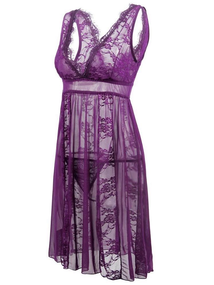 Women Transparent Lace Sling Nightdress - LuckyFash™