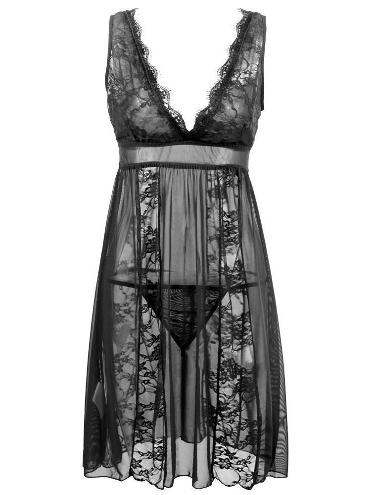 Women Transparent Lace Sling Nightdress - LuckyFash™