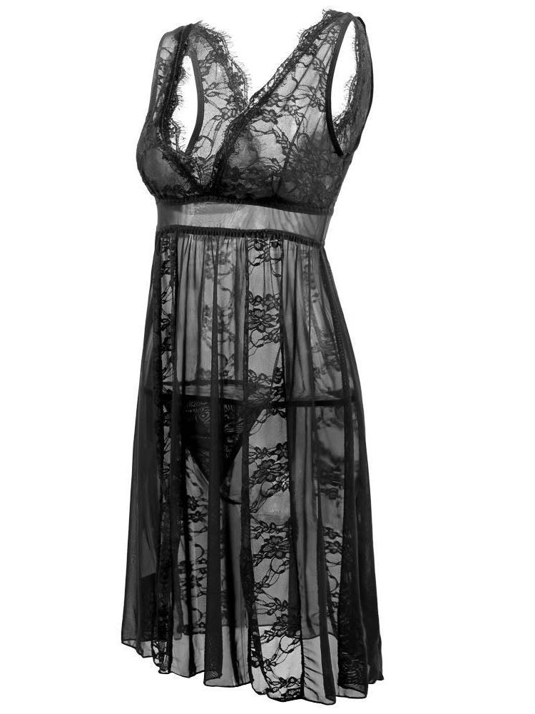 Women Transparent Lace Sling Nightdress - LuckyFash™