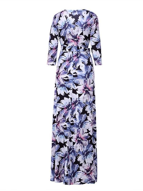 Women V-neck Print Maxi Dress - LuckyFash™