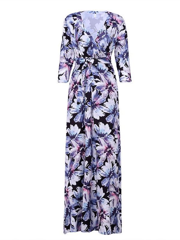 Women V-neck Print Maxi Dress - LuckyFash™