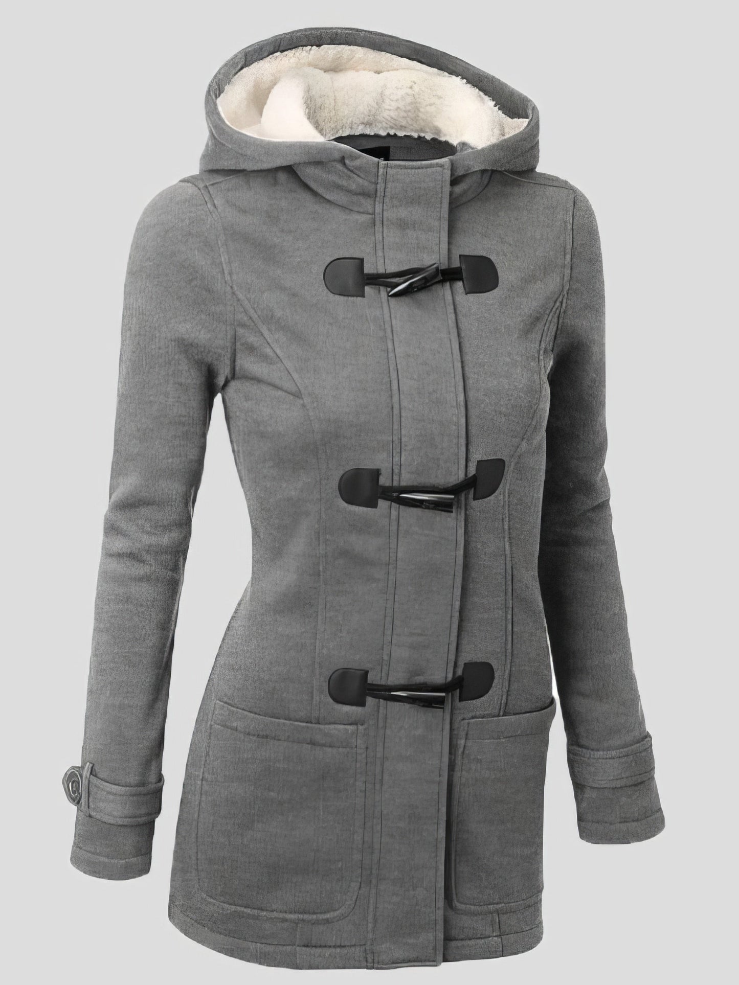 Coats Hooded Horn Leather Double Button Zipper Coat - LuckyFash™