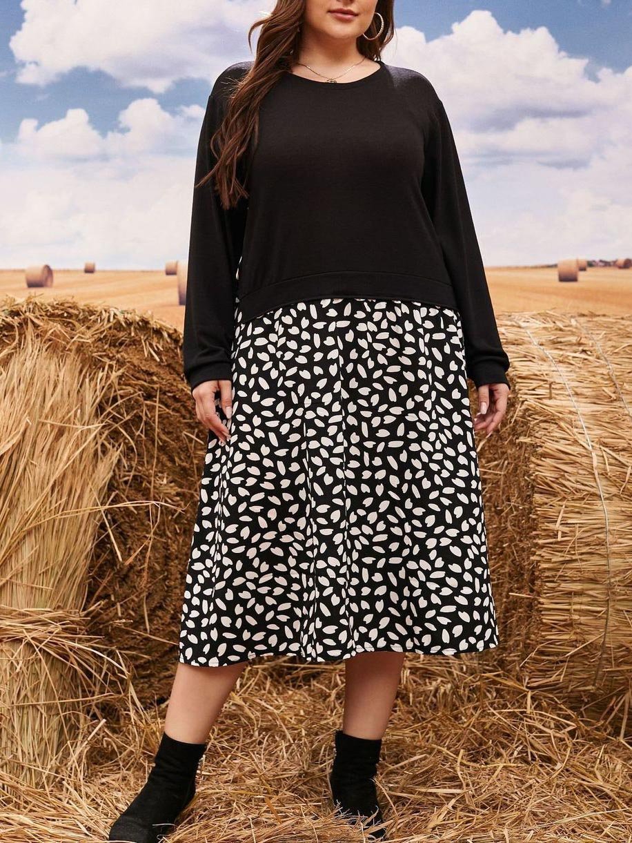 Women's Crew Neck Plus Size Dress - LuckyFash™