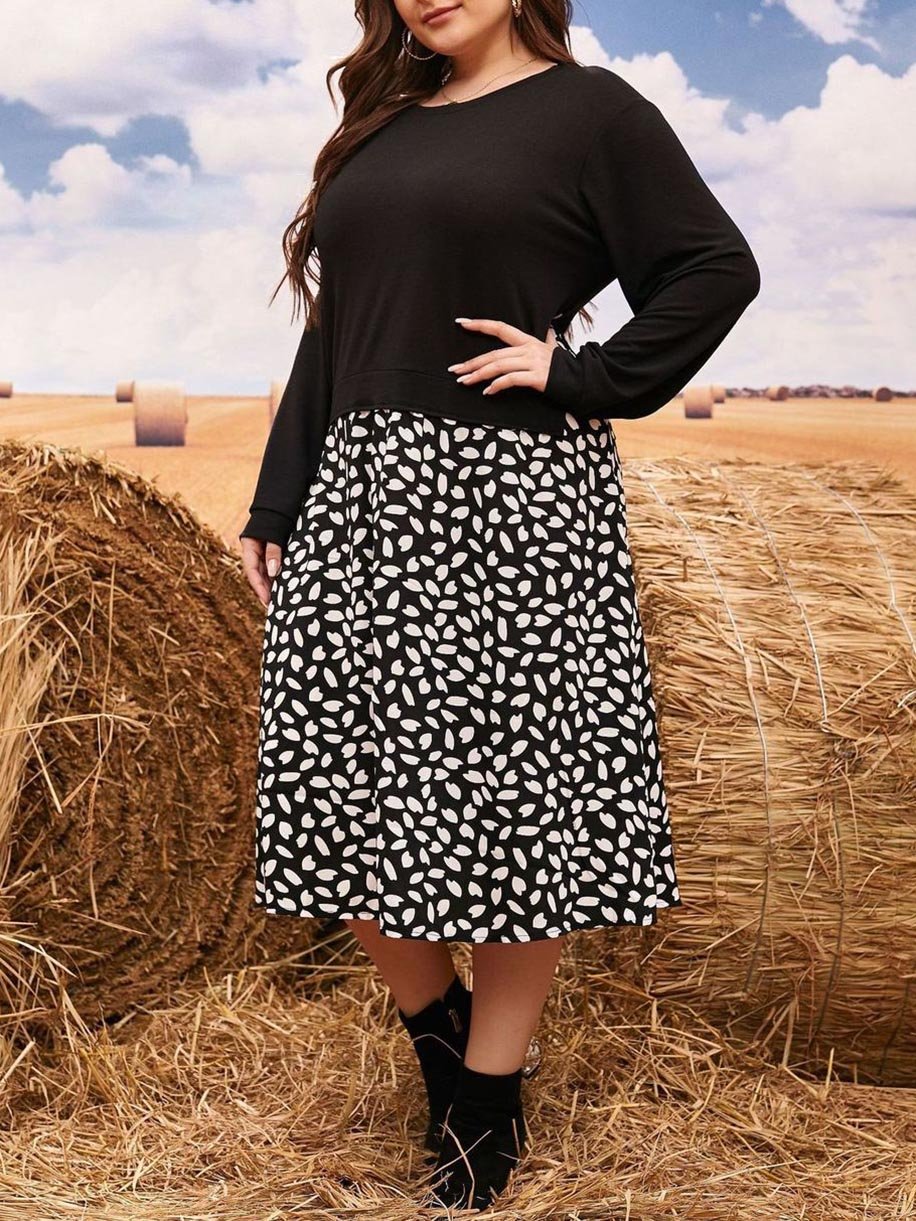 Women's Crew Neck Plus Size Dress - LuckyFash™