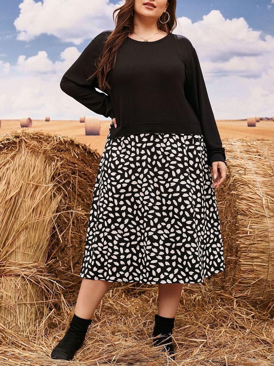 Women's Crew Neck Plus Size Dress - LuckyFash™