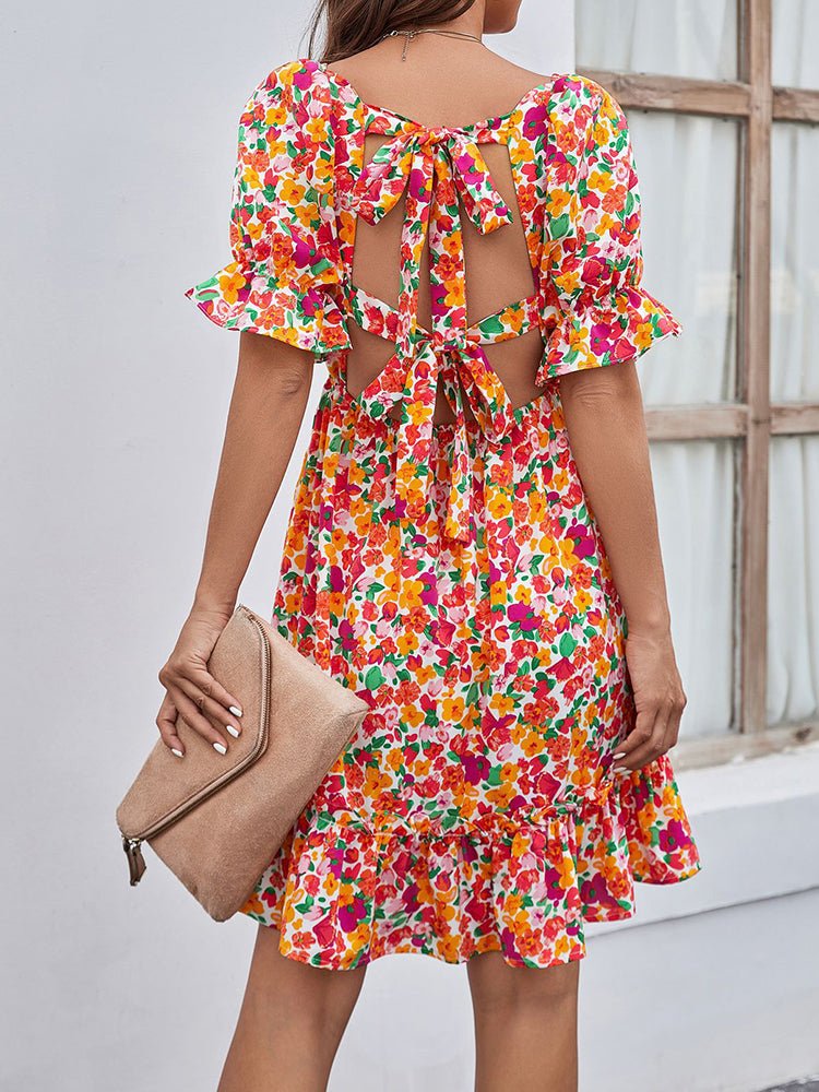 Dresses Fashion Print Backless Strap Sexy Mini Dress - LuckyFash™