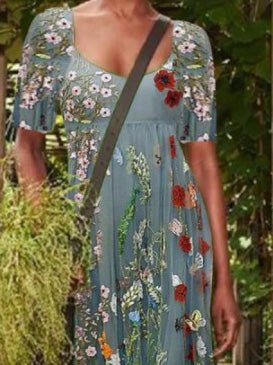 Dresses Floral Print Short Sleeve Casual Dress - LuckyFash™