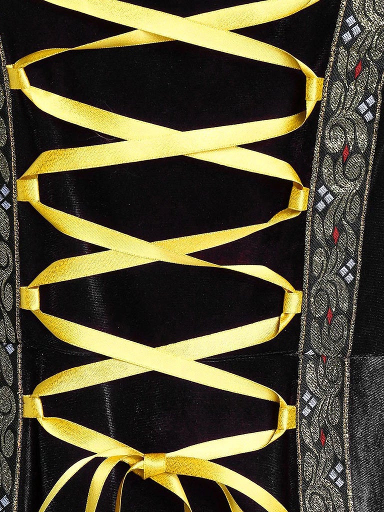 Dresses Gothic Punk Style Long Sleeve Lace-Up Gold Velvet Dress - LuckyFash™