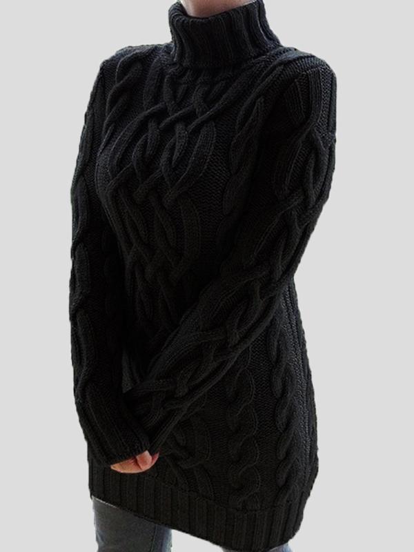 Dresses High Collar Retro Thick Line Twist Sweater Dress - LuckyFash™