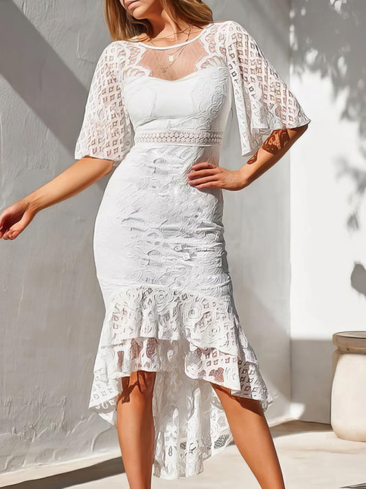 Dresses Lace Mid-Sleeve Slim-Fit Mermaid Dress - LuckyFash™