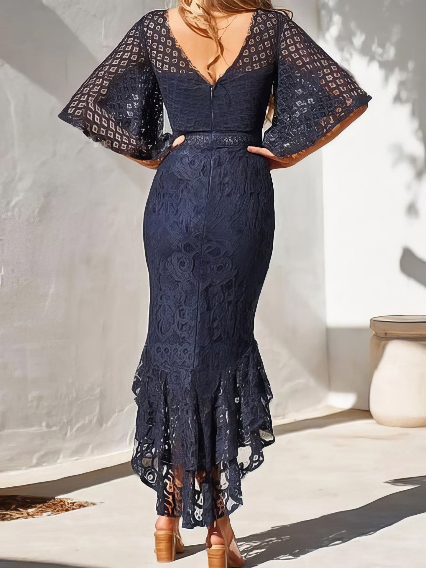 Dresses Lace Mid-Sleeve Slim-Fit Mermaid Dress - LuckyFash™