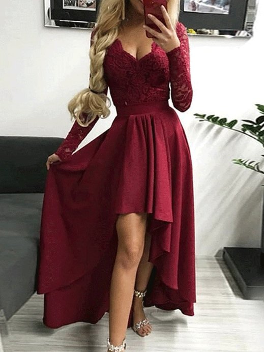 Dresses Lace Wrapped Chest V-neck Long Sleeve Mermaid Dress - LuckyFash™