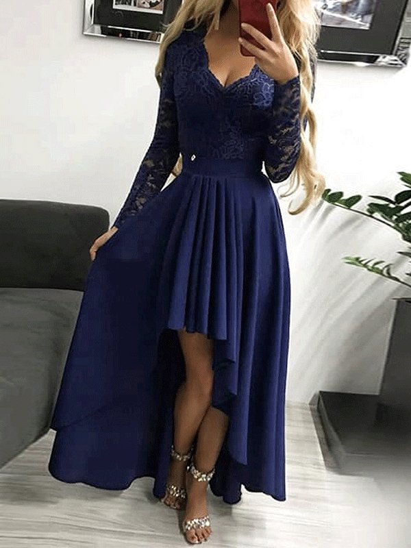 Dresses Lace Wrapped Chest V-neck Long Sleeve Mermaid Dress - LuckyFash™