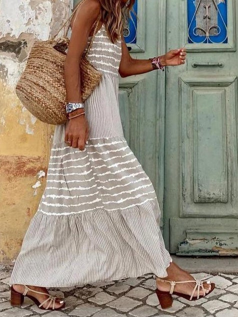 Dresses Loose Sling Striped Print Sleeveless Dress - LuckyFash™