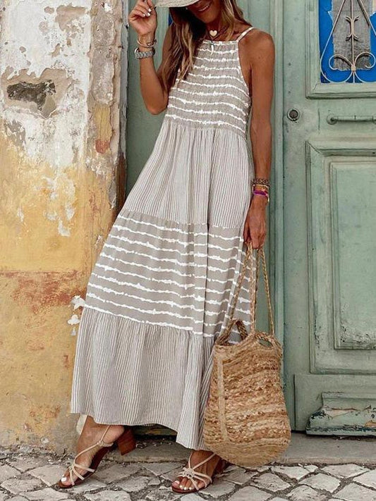 Dresses Loose Sling Striped Print Sleeveless Dress - LuckyFash™