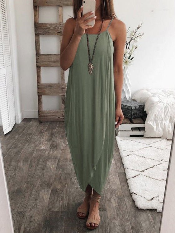 Dresses Loose Solid Knitted Irregular Dress - LuckyFash™
