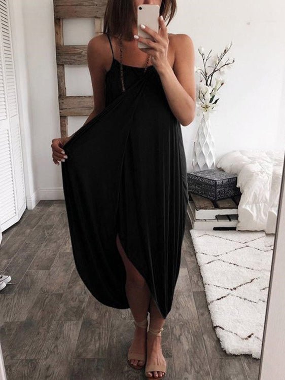 Dresses Loose Solid Knitted Irregular Dress - LuckyFash™