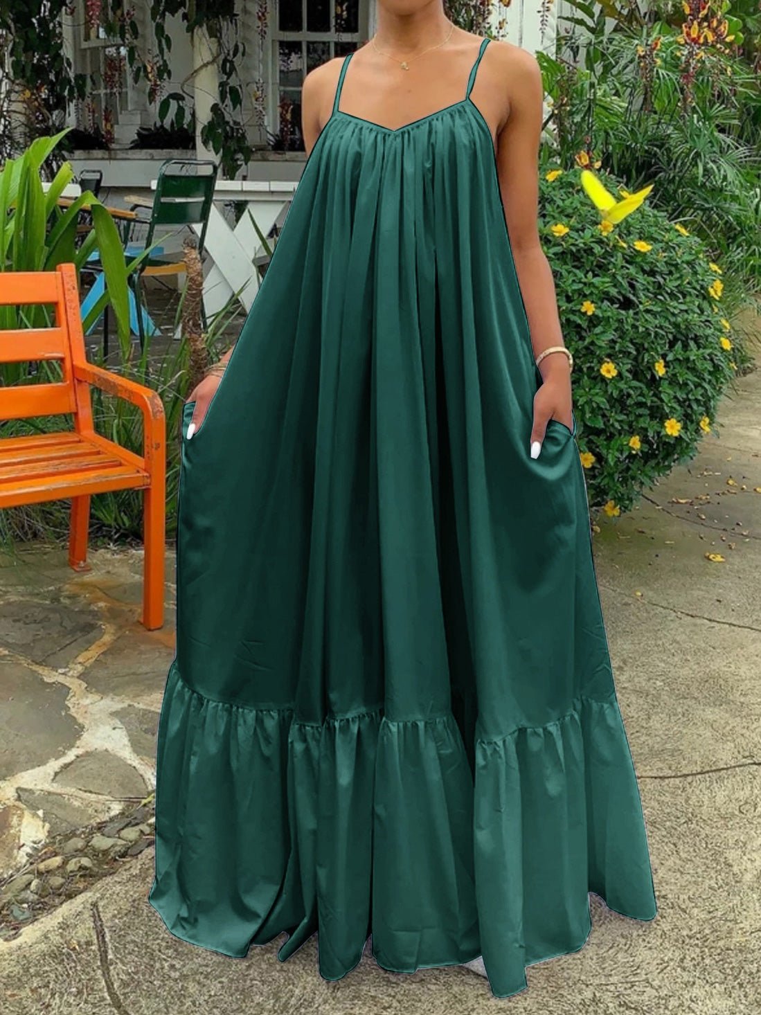 Dresses Loose Solid Sling Sleeveless Swing Dress - LuckyFash™