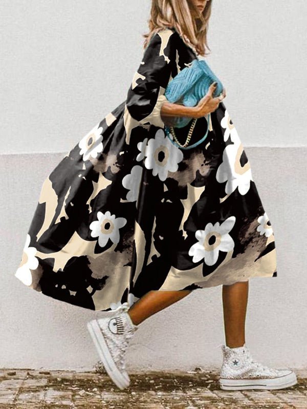 Dresses Loose Sweet Print Mid Sleeve Dress - LuckyFash™