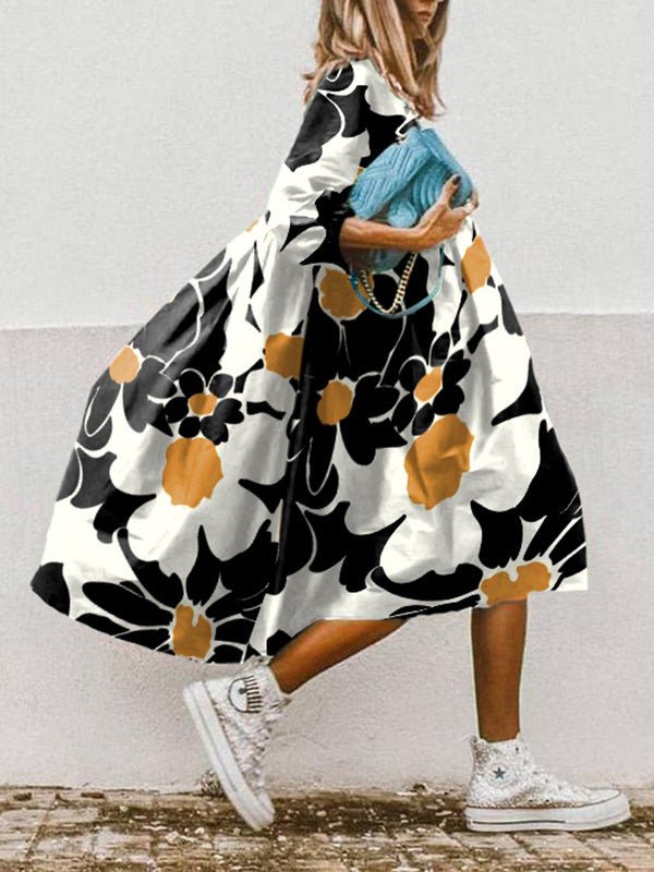 Dresses Loose Sweet Print Mid Sleeve Dress - LuckyFash™