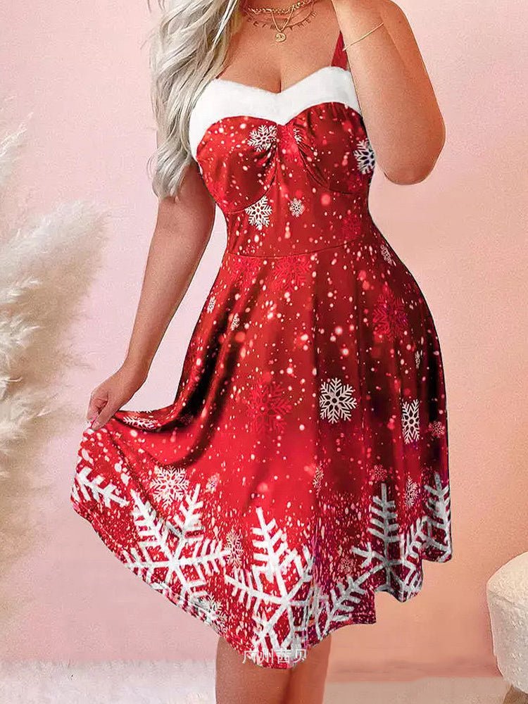 Dresses Ombre Snowflake Print Vintage Dress - LuckyFash™
