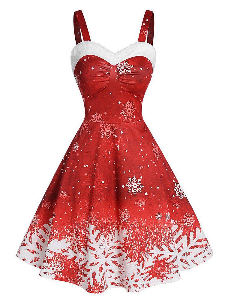 Dresses Ombre Snowflake Print Vintage Dress - LuckyFash™