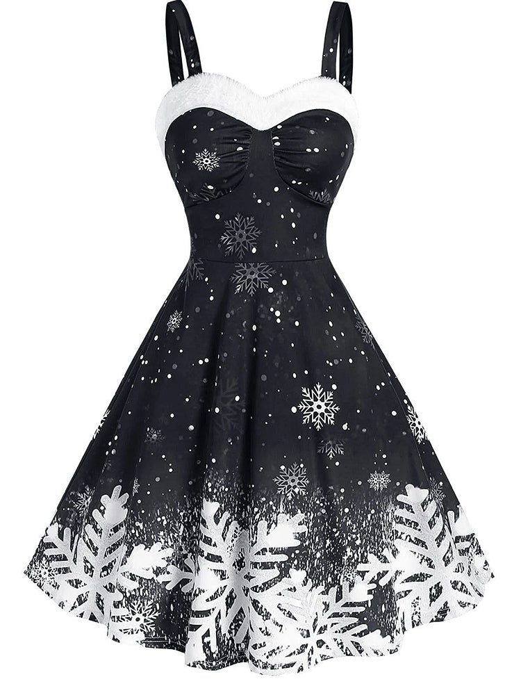 Dresses Ombre Snowflake Print Vintage Dress - LuckyFash™