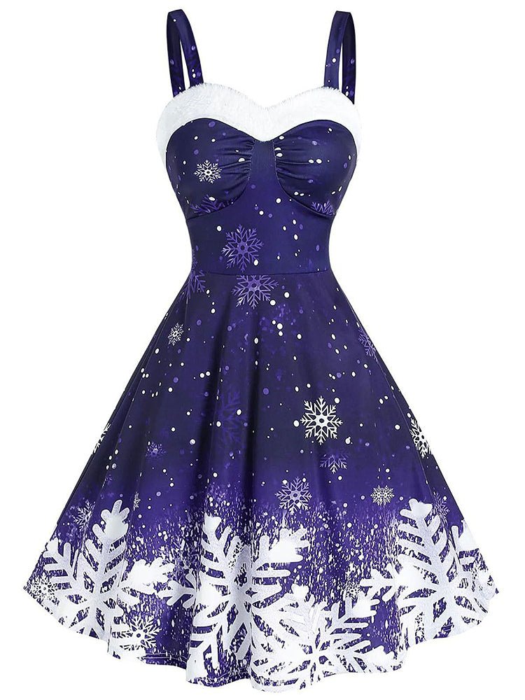 Dresses Ombre Snowflake Print Vintage Dress - LuckyFash™