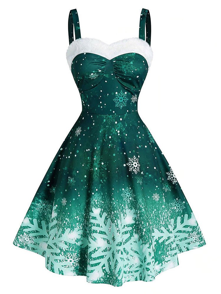 Dresses Ombre Snowflake Print Vintage Dress - LuckyFash™