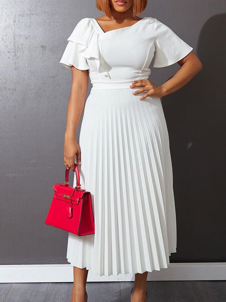 Dresses Ruffled Pleated Short Sleeve Dress - LuckyFash™