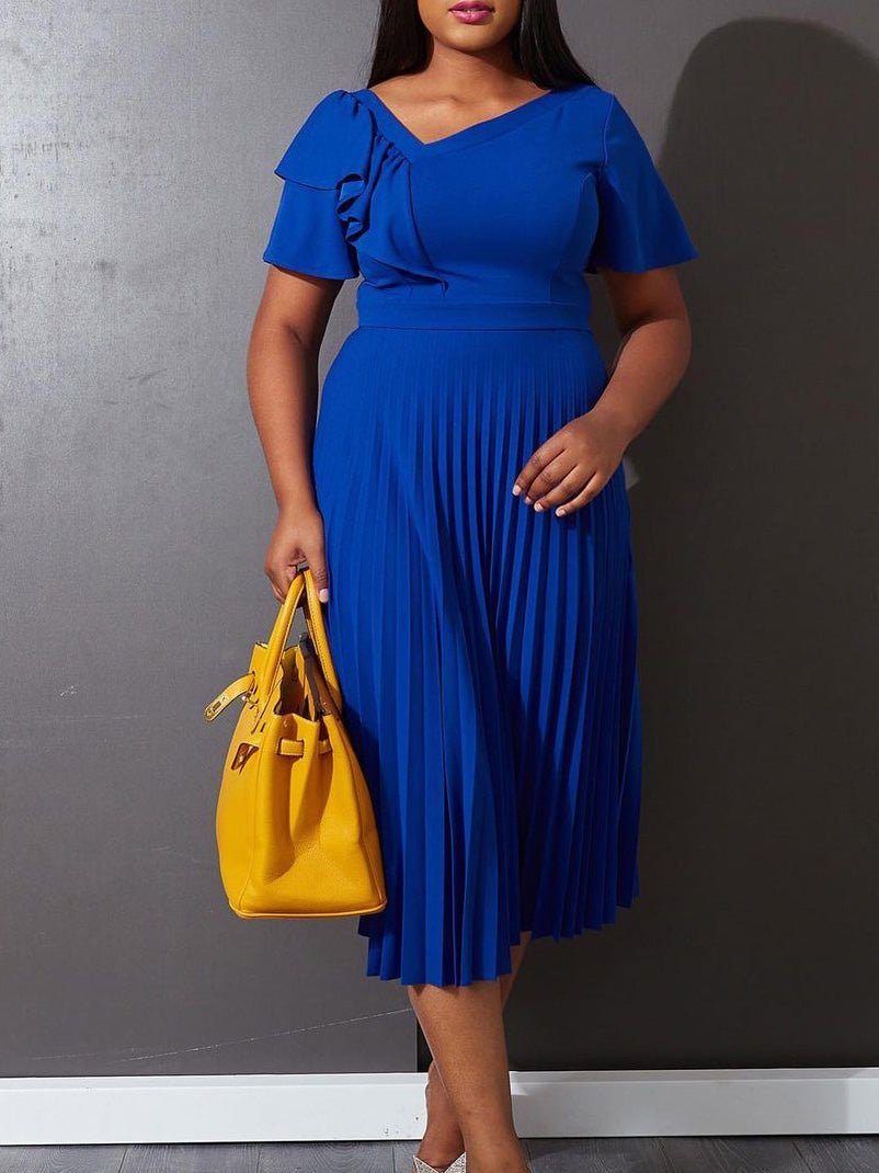 Dresses Ruffled Pleated Short Sleeve Dress - LuckyFash™