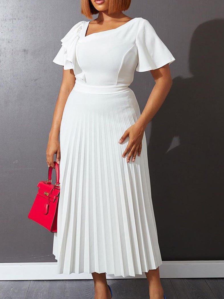 Dresses Ruffled Pleated Short Sleeve Dress - LuckyFash™
