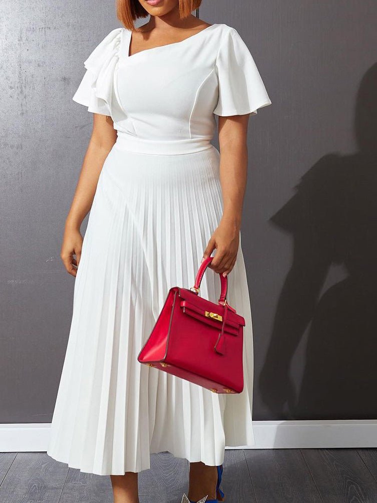 Dresses Ruffled Pleated Short Sleeve Dress - LuckyFash™
