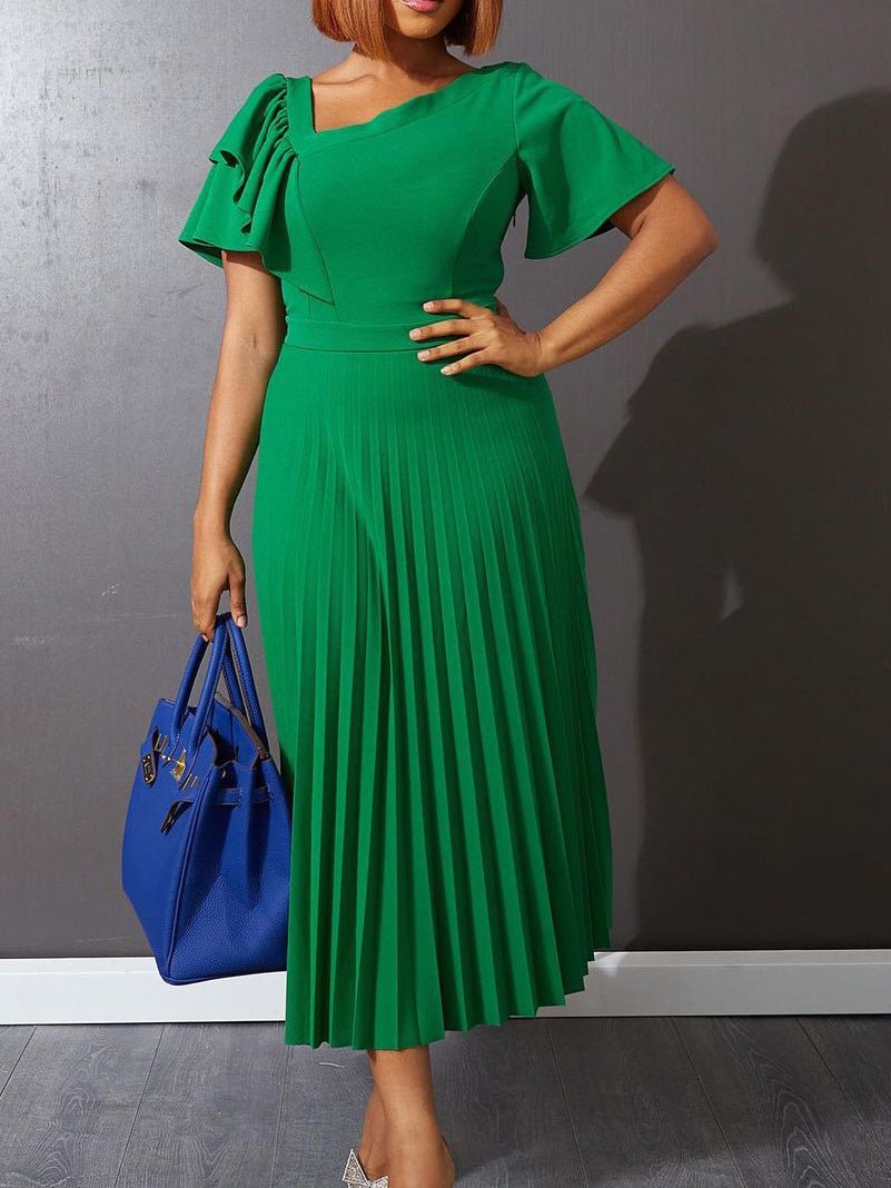 Dresses Ruffled Pleated Short Sleeve Dress - LuckyFash™