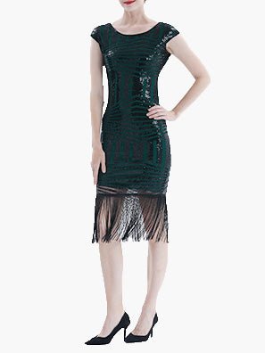 Dresses Sequined Fringe Slim Fit Midi Dress - LuckyFash™