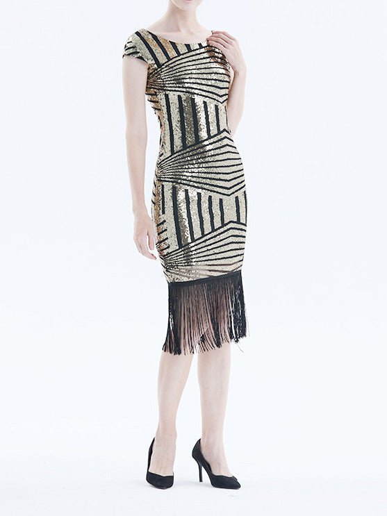 Dresses Sequined Fringe Slim Fit Midi Dress - LuckyFash™