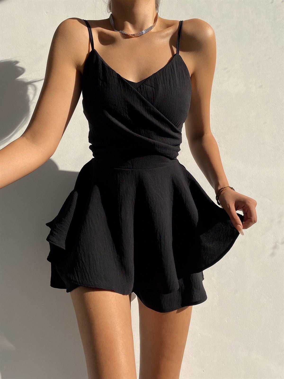 Dresses Sling Bare Back Ruffle Irregular Dress - LuckyFash™