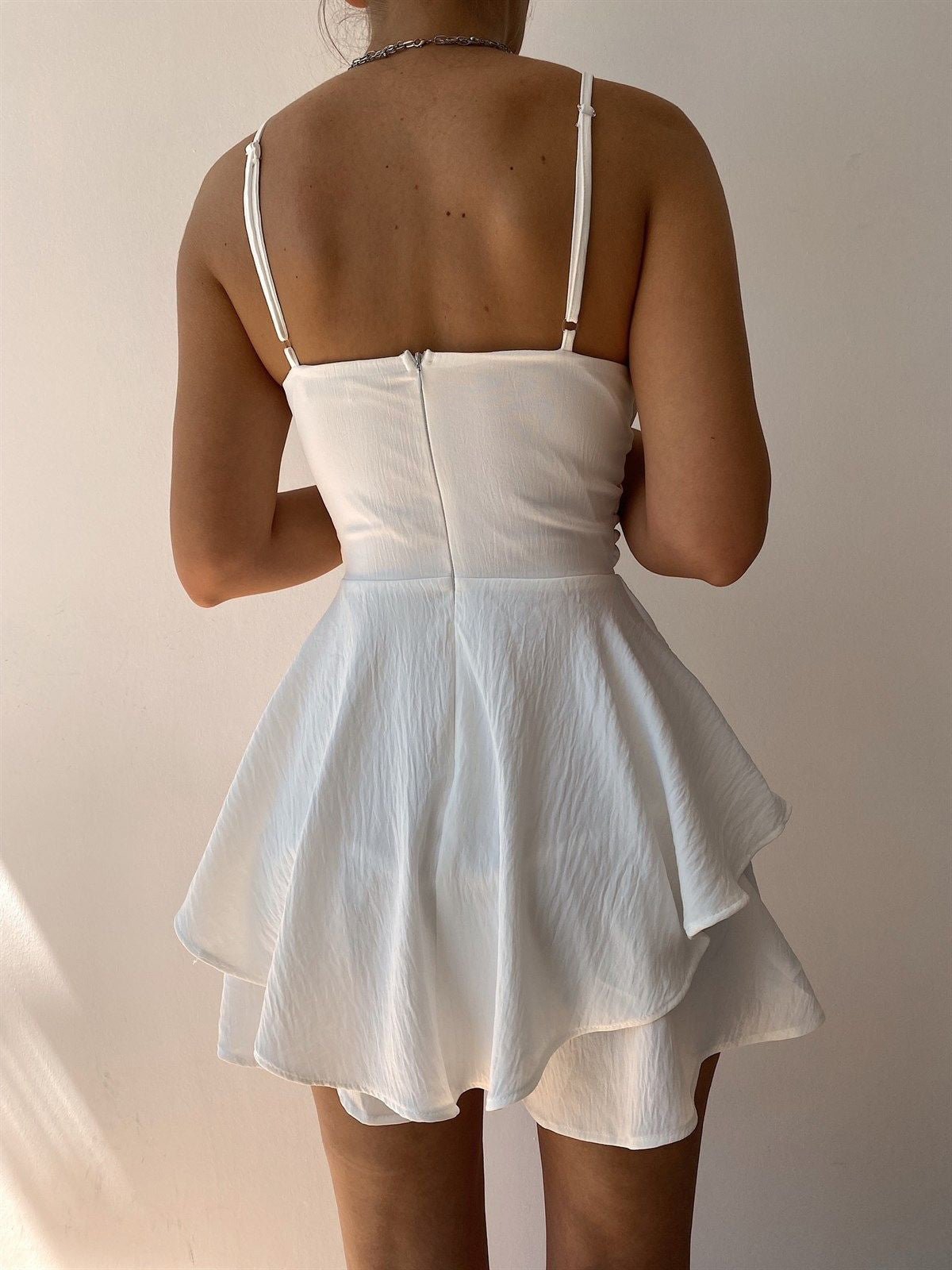 Dresses Sling Bare Back Ruffle Irregular Dress - LuckyFash™
