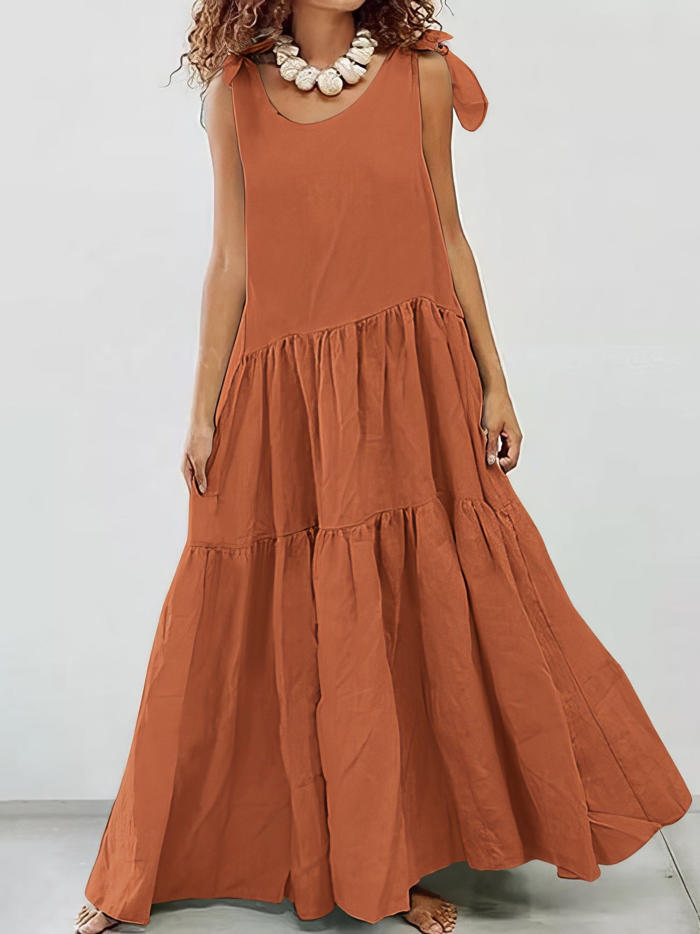 Dresses Sling Round Neck Bohemian Sleeveless Dress - LuckyFash™