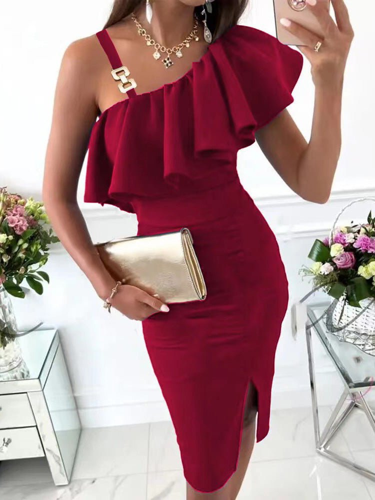 Dresses Sling Ruffle Slim Fit Slit Dress - LuckyFash™
